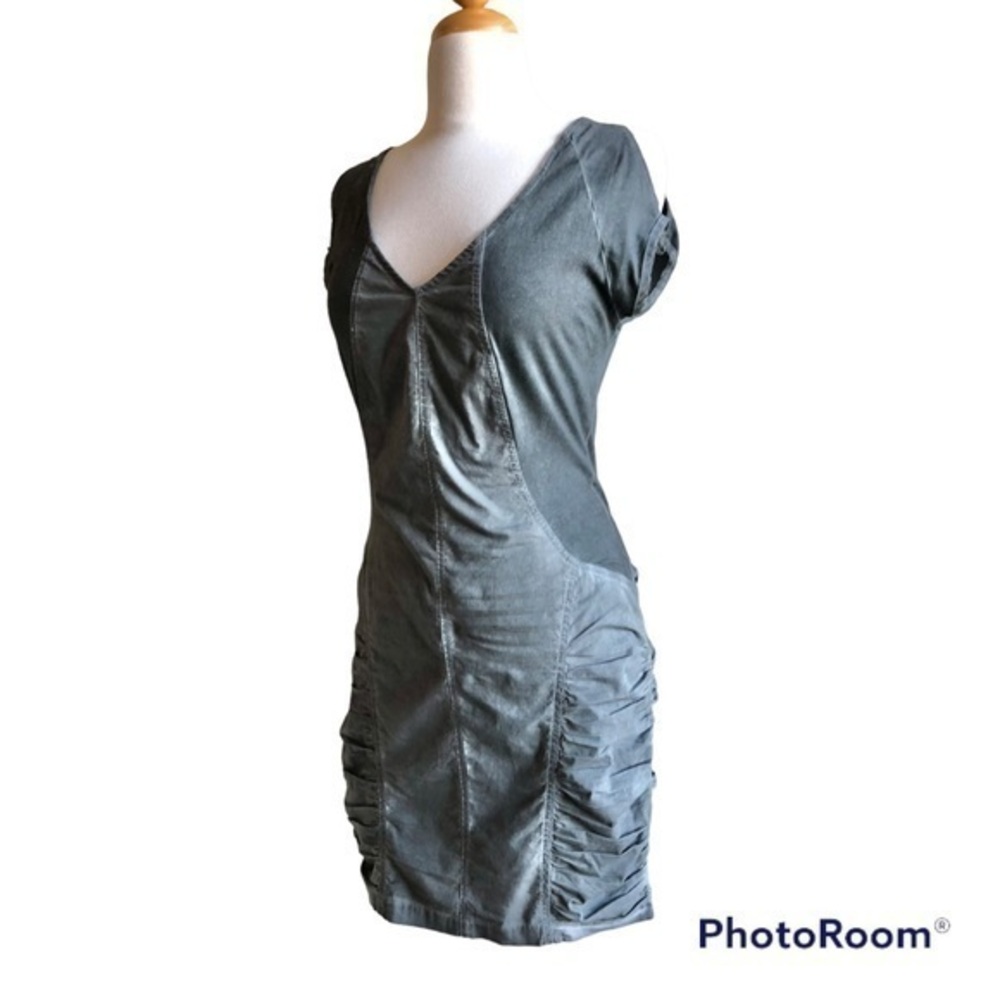 XCVI gray mixed fabric lagenlook ruched sides dress small